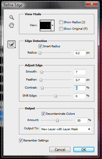 refine edge settings