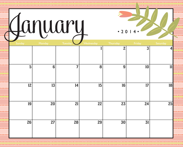 2014 Personal Progress Calendar. Free download and project instructions coming soon!