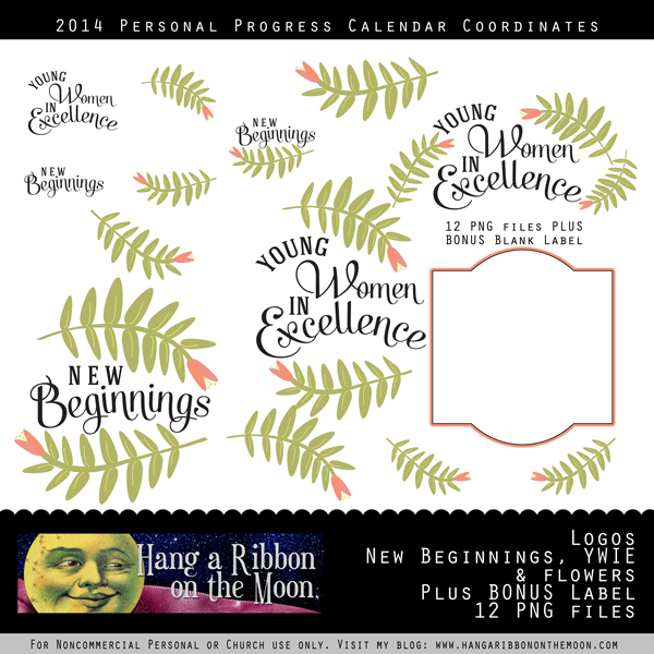 Free download: Logos for New Beginnings and YWIE. This blog also has matching Personal Progress calendar, program covers and invites.