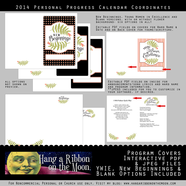 Free download! Program covers for New Beginnings, Young Women in Excellence and more! Blank option included. Editable PDF files!