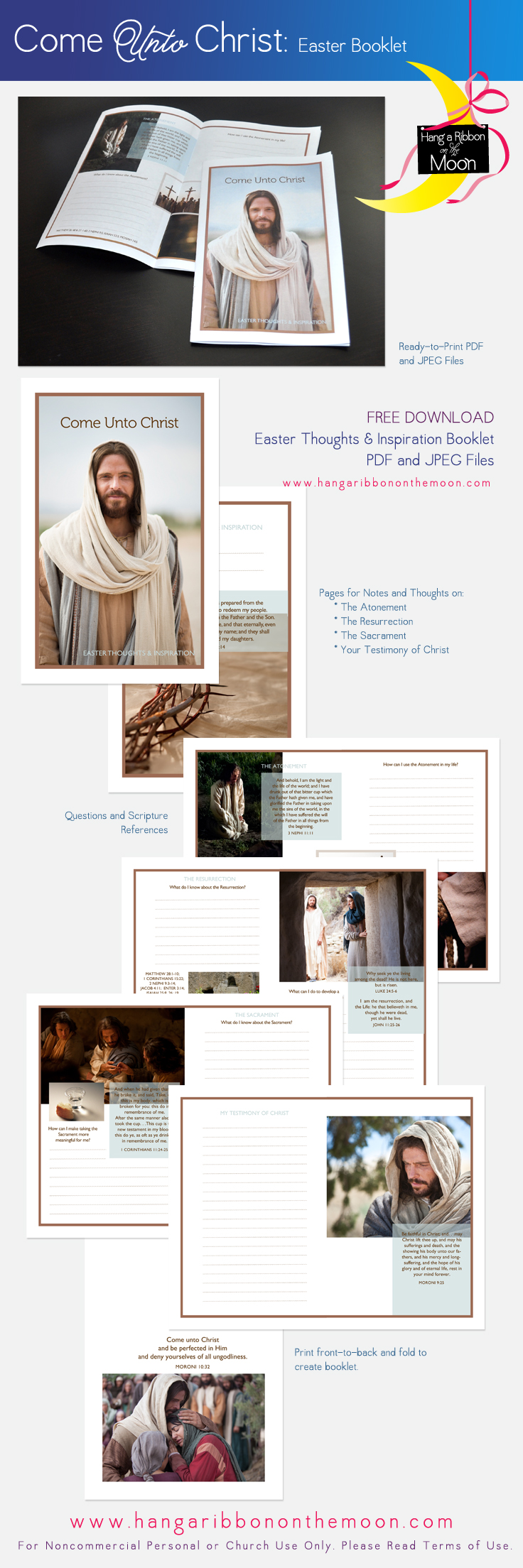 Come Unto Christ: Easter Thoughts and Inspiration booklet for Young Women and Young Men. Perfect to go with Easter lessons. FREE download!