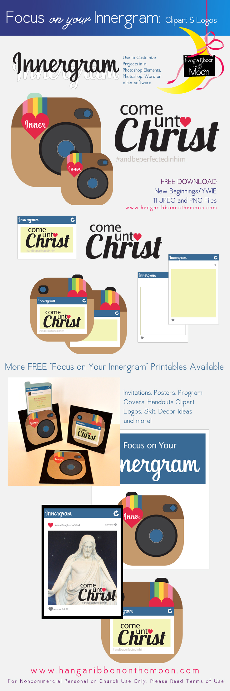 Focus on Your Innergram: Clipart & Logos for New Beginnings, YWIE, Girls Camp, Youth Conf. Tons of FREE Printables!