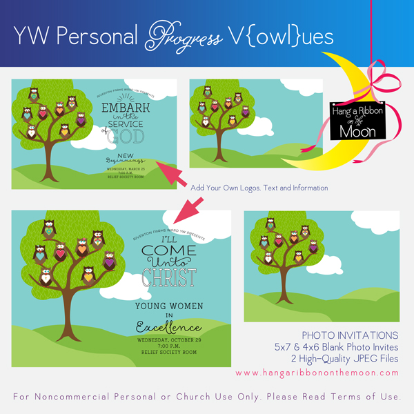 YW Personal Progress V[owl]ues Photo Invitations (4x6 & 5x7). Free download!