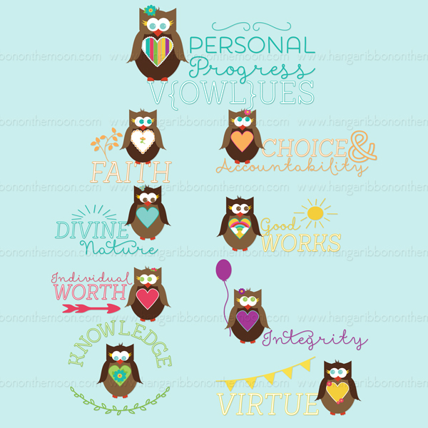 YW Personal Progress V{owl}ues Owls Wordart. Free download!