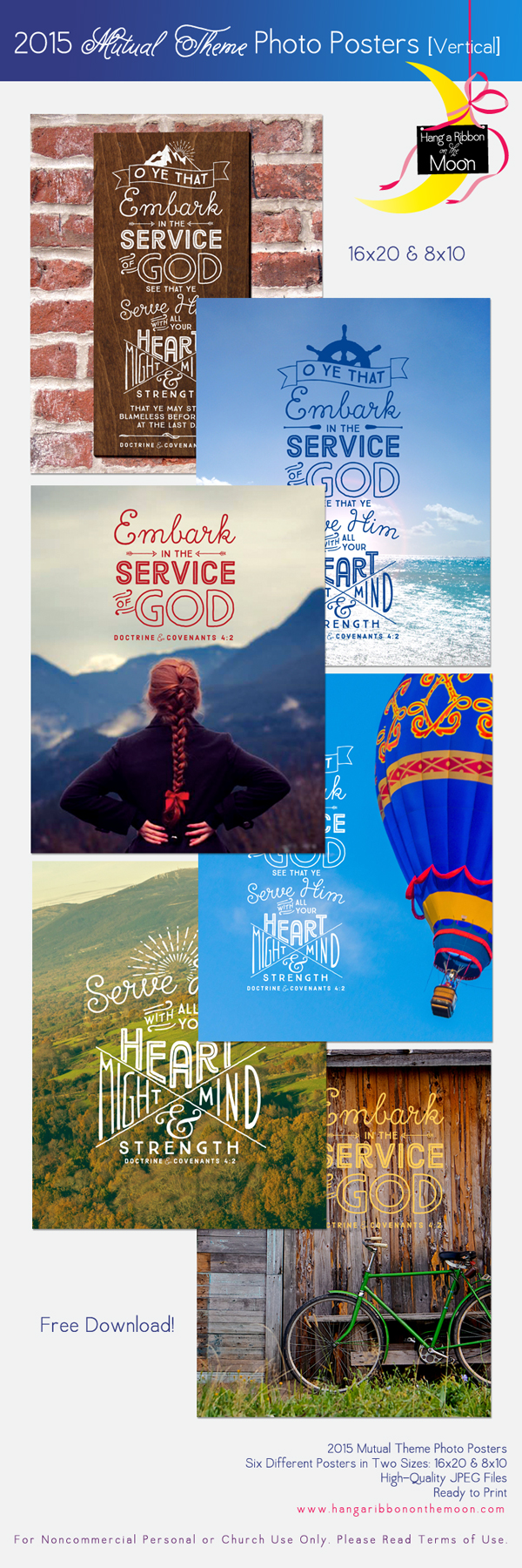 2015 Mutual Theme Photo Posters (16x20 & 8x10). Six different vertical-format posters. FREE download! Perfect for New Beginnings, YWIE, camp, Youth Conference, binder covers, crafts, handouts, gifts and more!