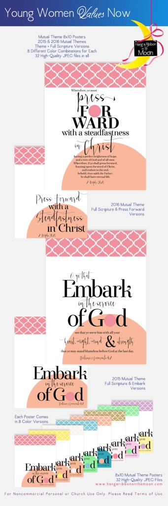 YW Values Now Collection 2015 & 2016 Mutual Theme Posters. FREE downloads!