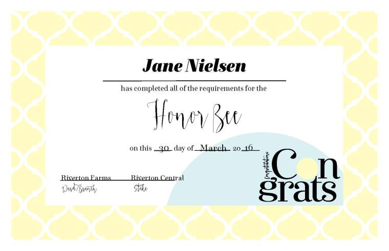 YW Values Now Collection: Certificates. FREE download! Certificates for completion of each YW Personal Progress Value + BONUS YW Recognition Award & Honor Bee certificates!