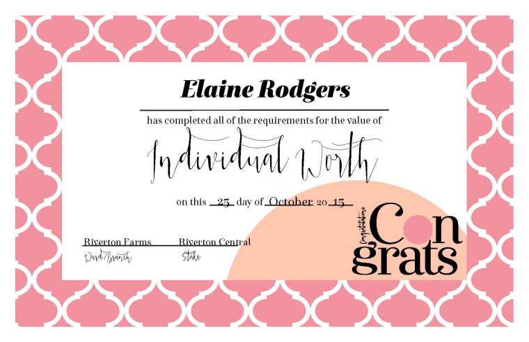 YW Values Now Collection: Certificates. FREE download! Certificates for completion of each YW Personal Progress Value + BONUS YW Recognition Award & Honor Bee certificates!