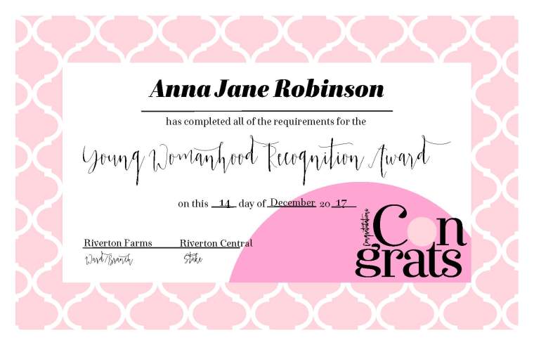 YW Values Now Collection: Certificates. FREE download! Certificates for completion of each YW Personal Progress Value + BONUS YW Recognition Award & Honor Bee certificates!