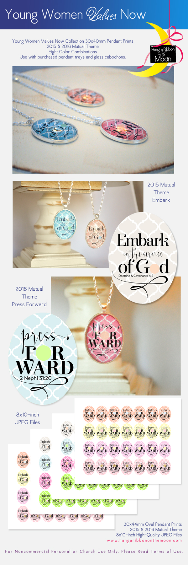YW Values Now Collection: 2015 & 2016 Mutual Theme Pendants! Perfect YW gifts! FREE download!