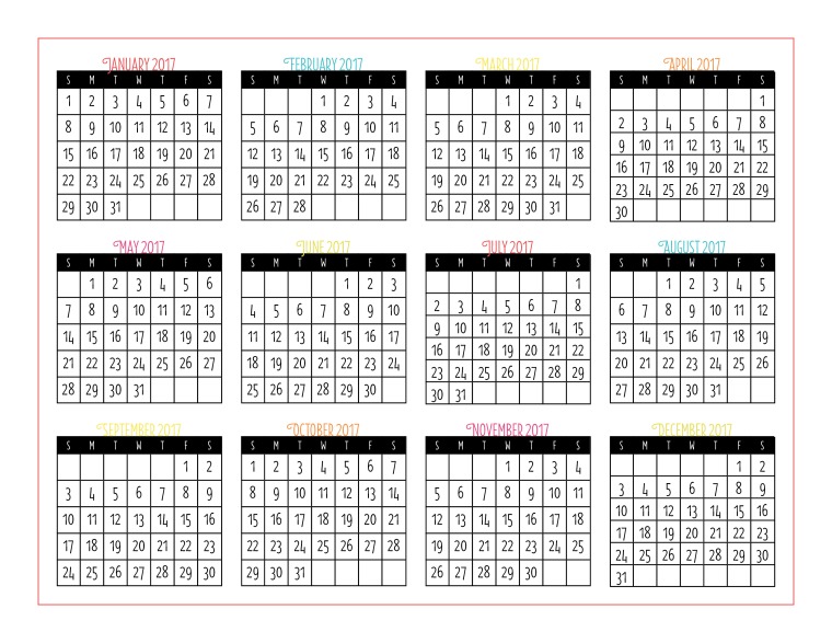 2017 Mutual Theme Calendars. Editable PDF. Free download!