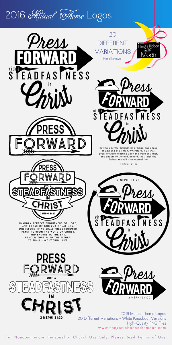 2016 Mutual Theme Logos: 20 different versions! FREE DOWNLOAD. Use for Youth Conference, Young Women, Girls Camp and more!