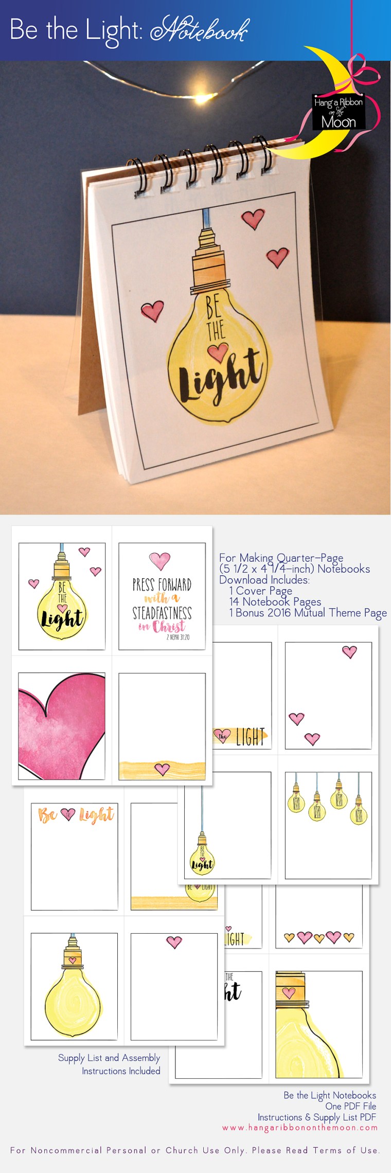 Be the Light Notebooks: FREE download! Perfect for Young Women or Activity Days!