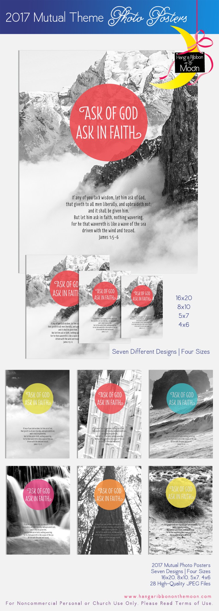 2017 Mutual Theme Photo Posters: FREE download! Seven designs, four sizes. Great for YW & YM!