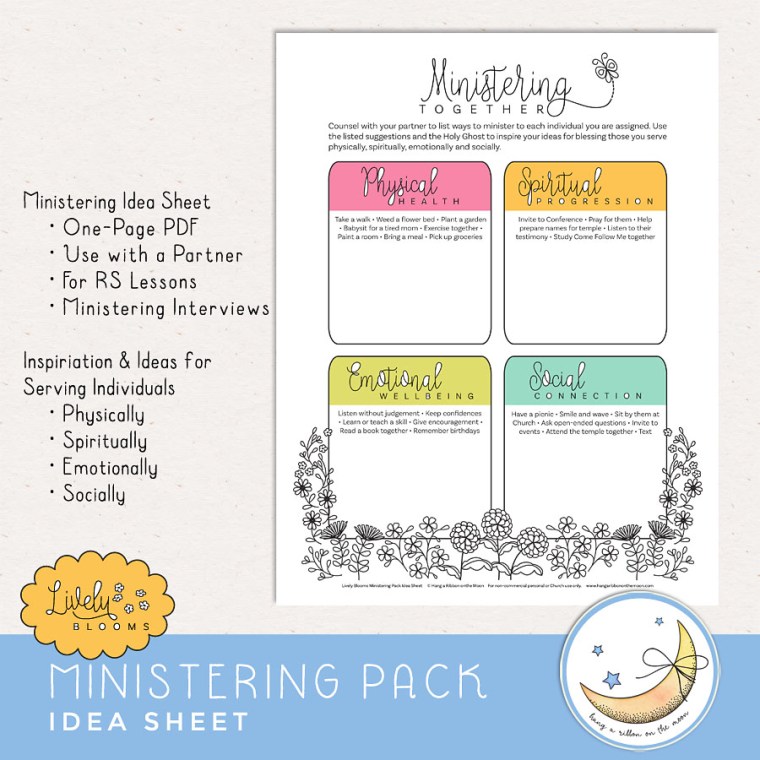 Ministering Idea Sheet from Lively Blooms Ministering Pack