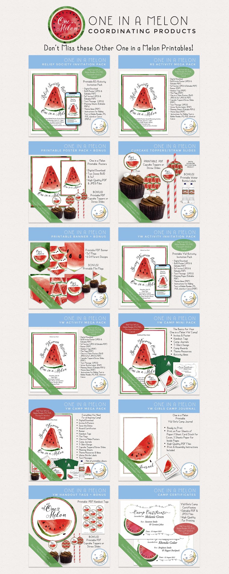 15 Social Distancing Activity Ideas for Young Women & Relief Society + One in a Melon Free Download!